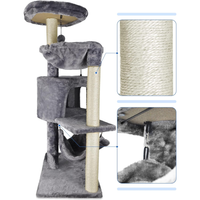 Cat Tree With Cat Condo And Big Hammock, Grey