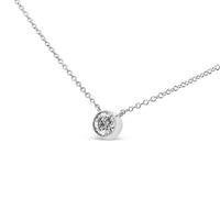10K White Gold 1/2 Carat Round Brilliant-Cut Diamond Modern Bezel-Set Solitaire 16"-18" Pendant Necklace (H-I Color, SI2-I1 Clarity)