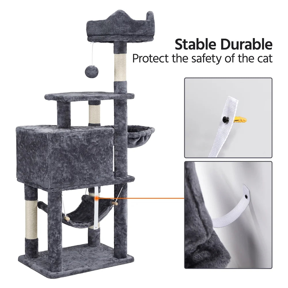 Ultimate 55" Dark Gray Cat Tree Tower - The Perfect Playground for Your Feline Friends! - BIG FRENCHIES