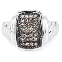 0.22 Carat Genuine Champagne Diamond .925 Sterling Silver Ring