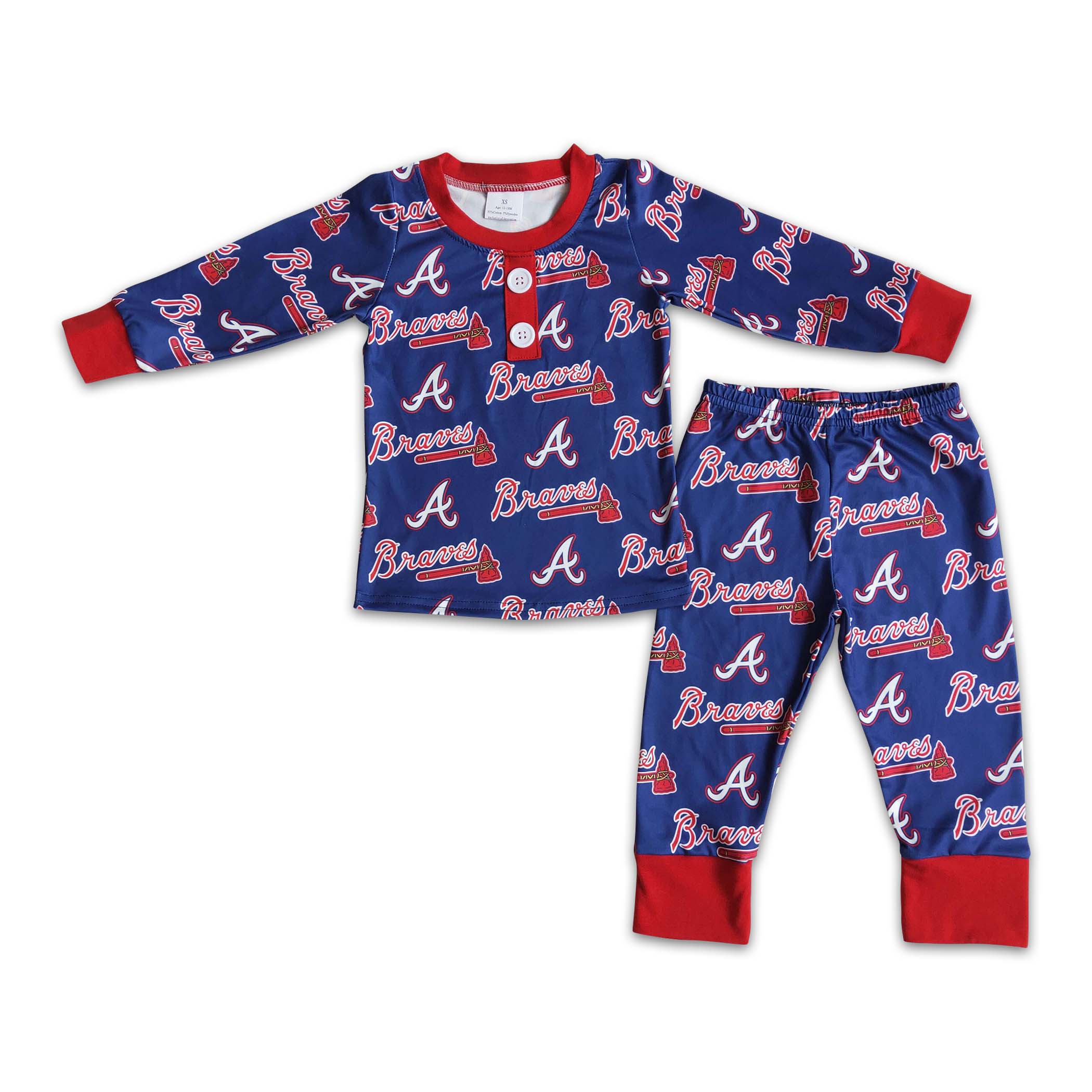 Braves print long sleeve boy team pajamas - BIG FRENCHIES