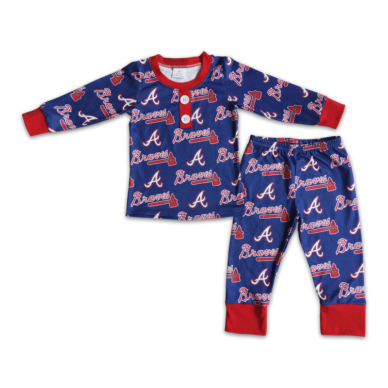 Braves print long sleeve boy team pajamas - BIG FRENCHIES
