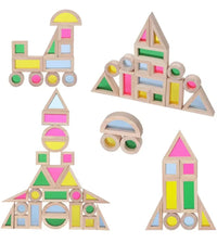 24 Pcs Rainbow Acrylic Sensory Wooden Building Blocks - BIG FRENCHIES