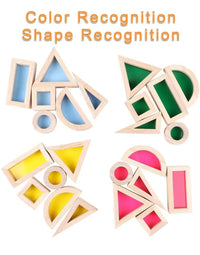 24 Pcs Rainbow Acrylic Sensory Wooden Building Blocks - BIG FRENCHIES