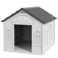 26" Plastic Dog House Outdoor with Air Vents, for Small Medium Dogs, Grey