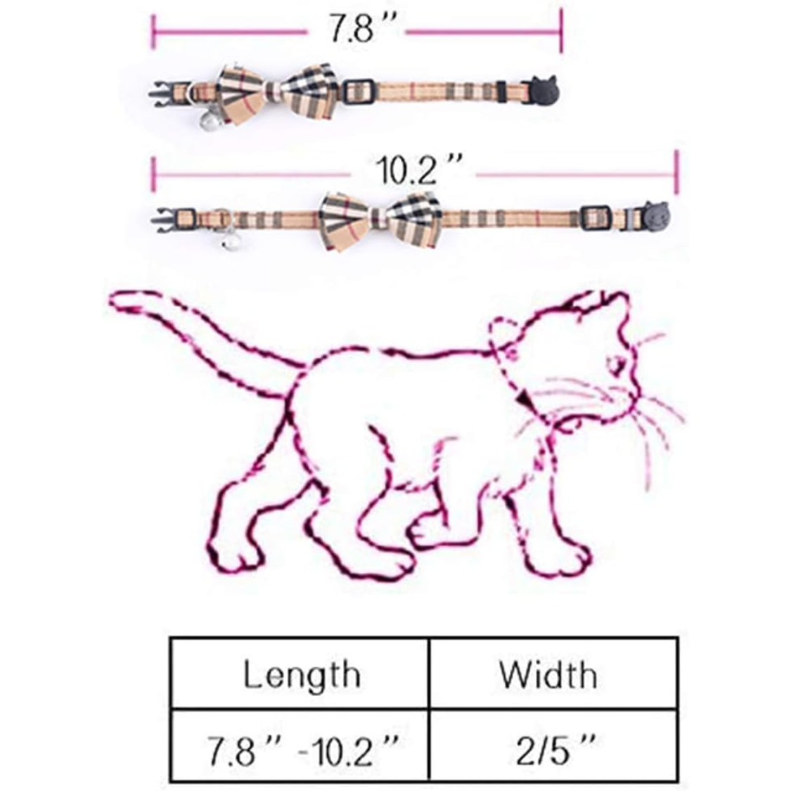 Cat Collars Breakaway With Cute Bow Bell 2 Pack Kitten Collar Plaid Cat Collar With Removable Bowtie Cat Collar For Cats