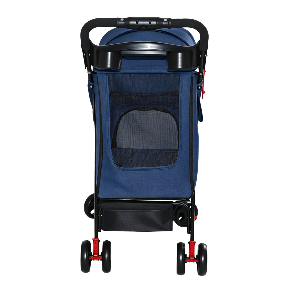 Foldable Pet Stroller for Small Dogs and Cats Under 28 lbs with Multi-Functional Tray, 2 Safety Leashes, Storage Basket 