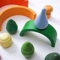 NEW 252-Piece Mandala Loose Parts Play Set with Mini Rainbow & Natural Wooden Blocks