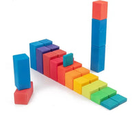 100 Pcs STAINED Large Stepped Counting Wooden Stacking Blocks - BIG FRENCHIES