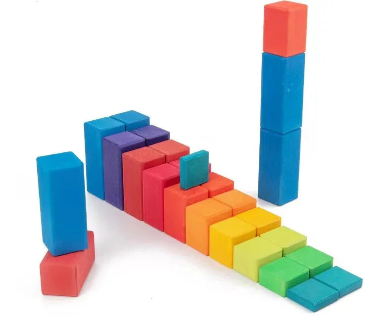 100 Pcs STAINED Large Stepped Counting Wooden Stacking Blocks - BIG FRENCHIES