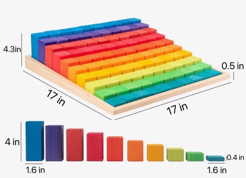 100 Pcs STAINED Large Stepped Counting Wooden Stacking Blocks - BIG FRENCHIES