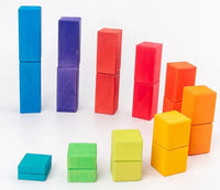 100 Pcs STAINED Large Stepped Counting Wooden Stacking Blocks - BIG FRENCHIES