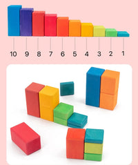 100 Pcs STAINED Large Stepped Counting Wooden Stacking Blocks - BIG FRENCHIES