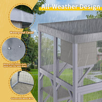 Outdoor Wooden Catio Multi-functional Cat Enclosure, 4 Platforms & 2 Napping Houses, 2 Strong Locks, Rounded Corner, Ste