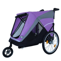 2-in-1 Bike Trailer & Push Cart for Pets - Detachable Bike Hitch & Push Handle Included - Quick Release Wheel, Internal 