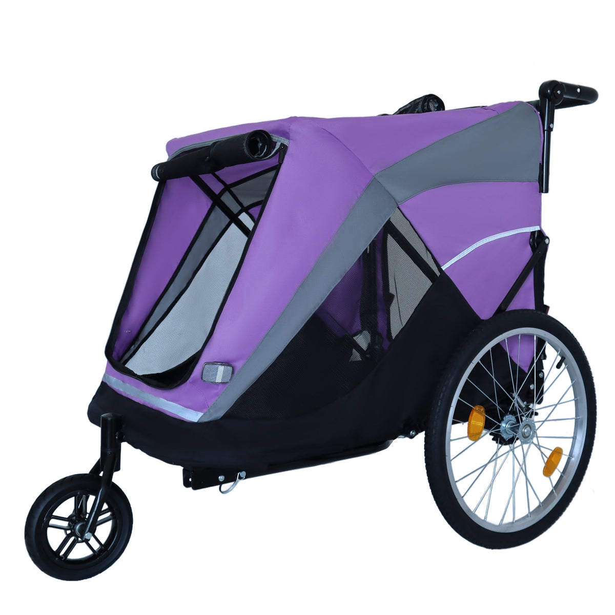 2-in-1 Bike Trailer & Push Cart for Pets - Detachable Bike Hitch & Push Handle Included - Quick Release Wheel, Internal 