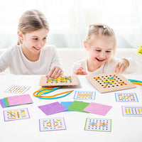 Montessori Early Education Children's Double Battle Pattern Rope Wearing Game Exercise Baby's Hand Eye Coordination Toy