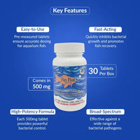 Fish Cipro 500mg Tablets for Aquarium Fish – 30 Count – Water Care Support