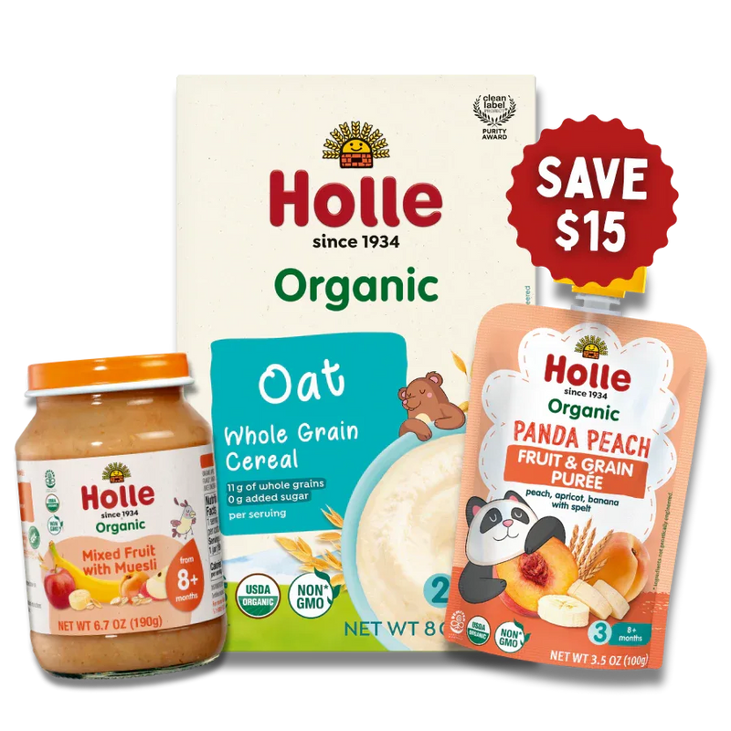 Fruit & Grain Variety Bundle: Panda Peach, Mixed Fruit w/ Muesli Jars, Oat Cereal - BIG FRENCHIES