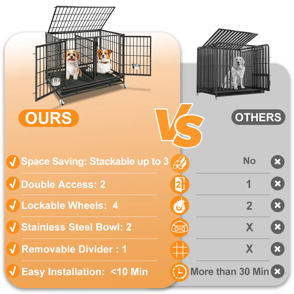42" Stackable Dog Crate 43S+WHLP02