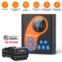 2 In 1 Wireless Dog Fence System with 1/2 Training Collars(Options) Invisible Dog Fence IP68 Waterproof with 722FT Adjus