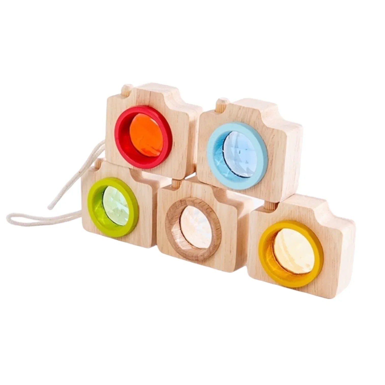 5 Pcs Mini Gemmed Wooden Camera Kaleidoscope - BIG FRENCHIES