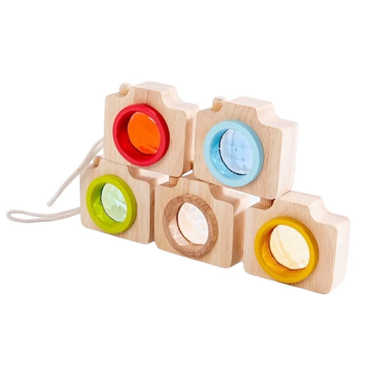 5 Pcs Mini Gemmed Wooden Camera Kaleidoscope - BIG FRENCHIES