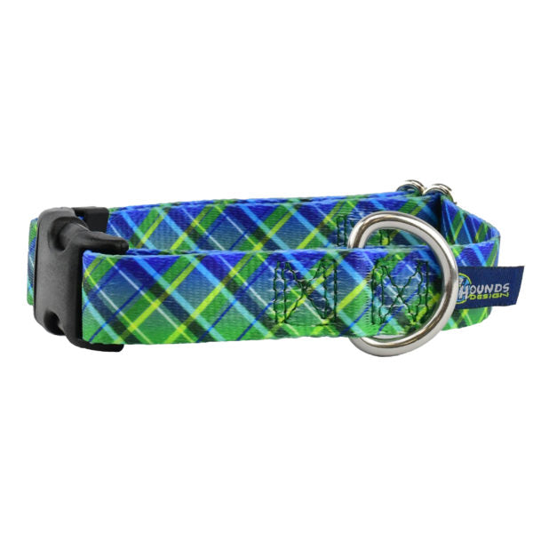 Electric Glow Green Plaid Dog Collar – EarthStyle-Pet Collars & Leashes-BIG FRENCHIES-2 Hounds Design