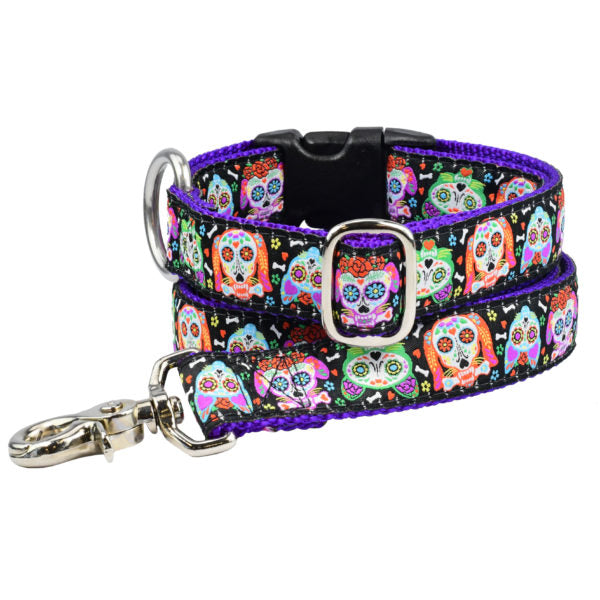 1″ XOLO – Sugar Skull Essential Buckle Martingale Dog Collar-Pet Collars & Leashes-BIG FRENCHIES-2 Hounds Design