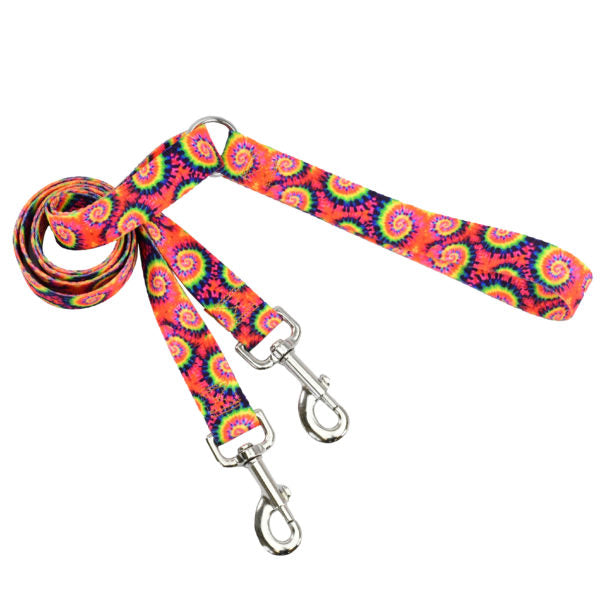 Classic Tie-Dye Double Connection Leash – EarthStyle-Pet Collars & Leashes-BIG FRENCHIES-2 Hounds Design