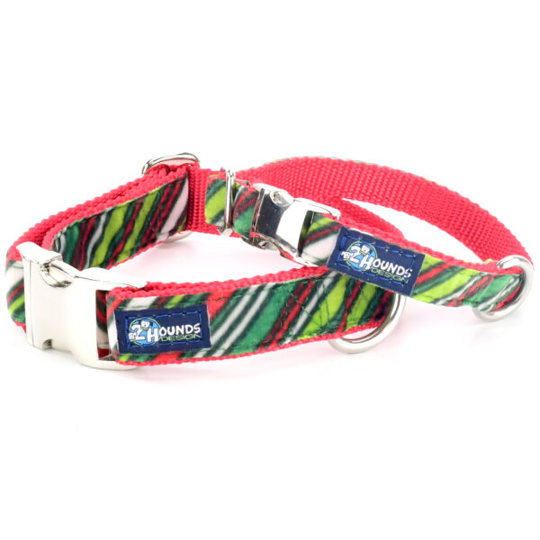 Christmas Stripe Velvet Essential Martingale Dog Collar-Pet Collars & Leashes-BIG FRENCHIES-2 Hounds Design