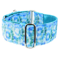 Teal Tie-Dye Swiss Velvet Martingale Dog Collar