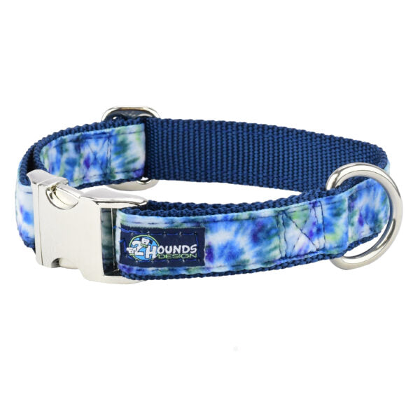 Navy Tie-Dye Velvet Essential Dog Collar-Pet Collars & Leashes-BIG FRENCHIES-2 Hounds Design