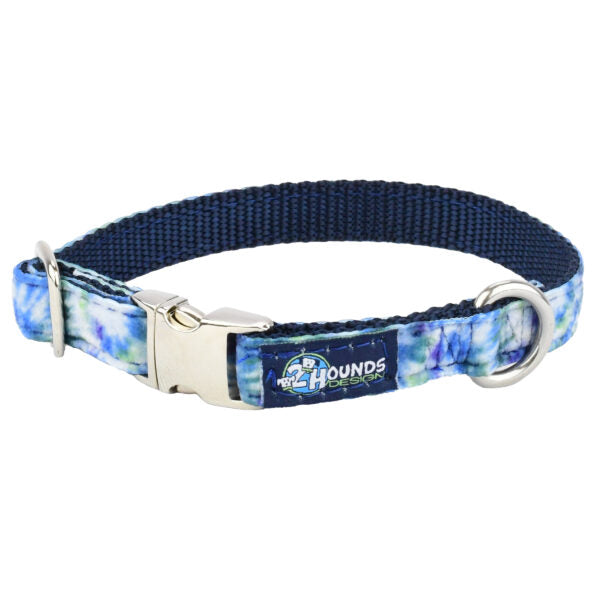 Navy Tie-Dye Velvet Essential Dog Collar-Pet Collars & Leashes-BIG FRENCHIES-2 Hounds Design
