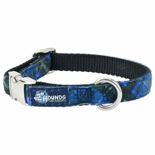 Midnight Winter Plaid Velvet Essential Dog Collar-Pet Collars & Leashes-BIG FRENCHIES-2 Hounds Design