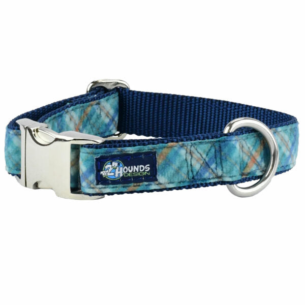Blue Plaid Velvet Essential Martingale Dog Collar-Pet Collars & Leashes-BIG FRENCHIES-2 Hounds Design