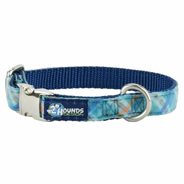 Blue Plaid Velvet Essential Dog Collar-Pet Collars & Leashes-BIG FRENCHIES-2 Hounds Design