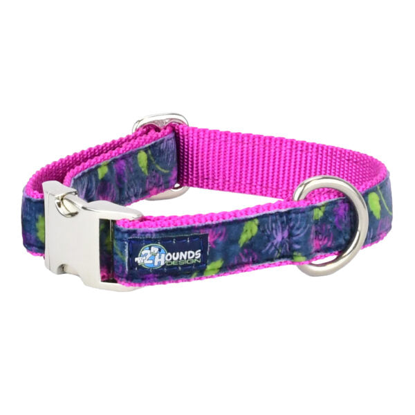 Midnight Dahlia Velvet Essential Dog Collar-Pet Collars & Leashes-BIG FRENCHIES-2 Hounds Design