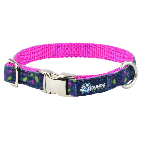Midnight Dahlia Velvet Essential Dog Collar-Pet Collars & Leashes-BIG FRENCHIES-2 Hounds Design