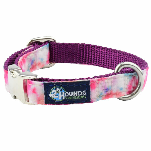 Pink Tie-Dye Velvet Essential Dog Collar-Pet Collars & Leashes-BIG FRENCHIES-2 Hounds Design