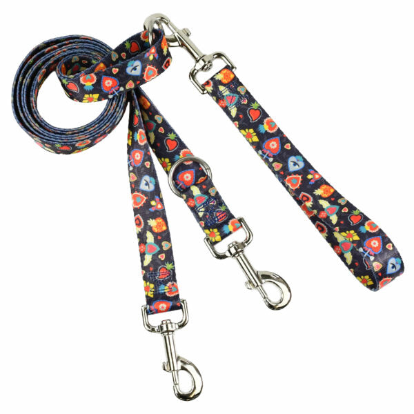 Gothic Hearts Double Connection Leash – EarthStyle-Pet Collars & Leashes-BIG FRENCHIES-2 Hounds Design