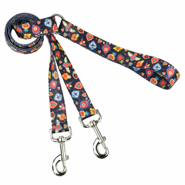 Gothic Hearts Double Connection Leash – EarthStyle-Pet Collars & Leashes-BIG FRENCHIES-2 Hounds Design