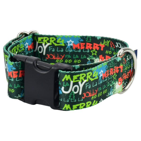 Holiday Graffiti Dog Collar – EarthStyle-Pet Collars & Leashes-BIG FRENCHIES-2 Hounds Design