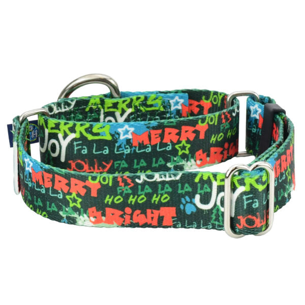 Holiday Graffiti Martingale Dog Collar – EarthStyle-Pet Collars & Leashes-BIG FRENCHIES-2 Hounds Design