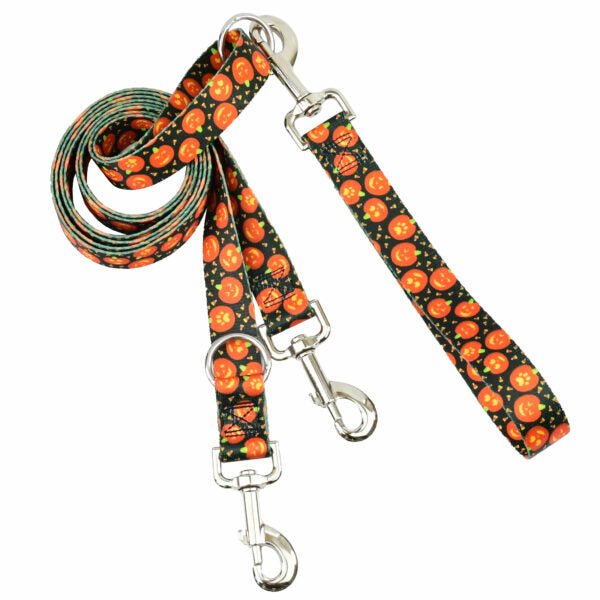 Jack O Lantern Double Connection Leash – EarthStyle-Pet Collars & Leashes-BIG FRENCHIES-2 Hounds Design