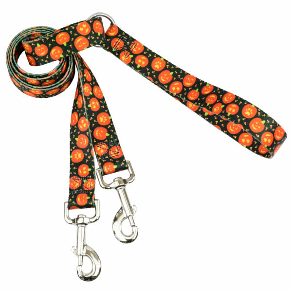 Jack O Lantern Double Connection Leash – EarthStyle-Pet Collars & Leashes-BIG FRENCHIES-2 Hounds Design