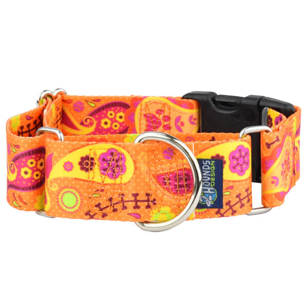 Orange Paisley Buckle Martingale Dog Collar – EarthStyle-Pet Collars & Leashes-BIG FRENCHIES-2 Hounds Design