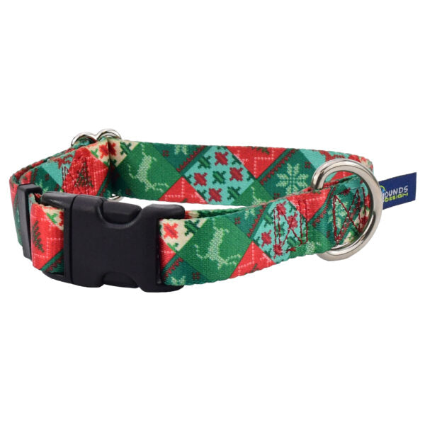 Christmas Patchwork Dog Collar – EarthStyle-Pet Collars & Leashes-BIG FRENCHIES-2 Hounds Design
