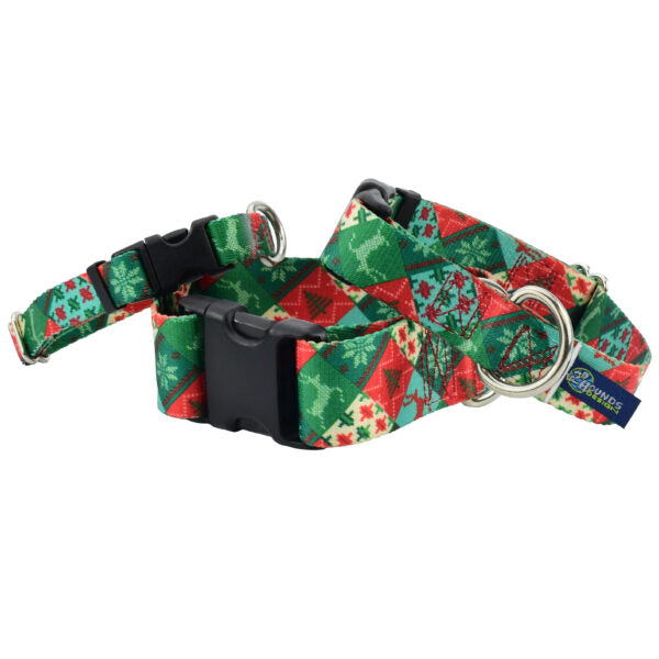 Christmas Patchwork Dog Collar – EarthStyle-Pet Collars & Leashes-BIG FRENCHIES-2 Hounds Design