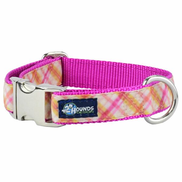 Pink Plaid Velvet Essential Buckle Martingale Dog Collar-Pet Collars & Leashes-BIG FRENCHIES-2 Hounds Design